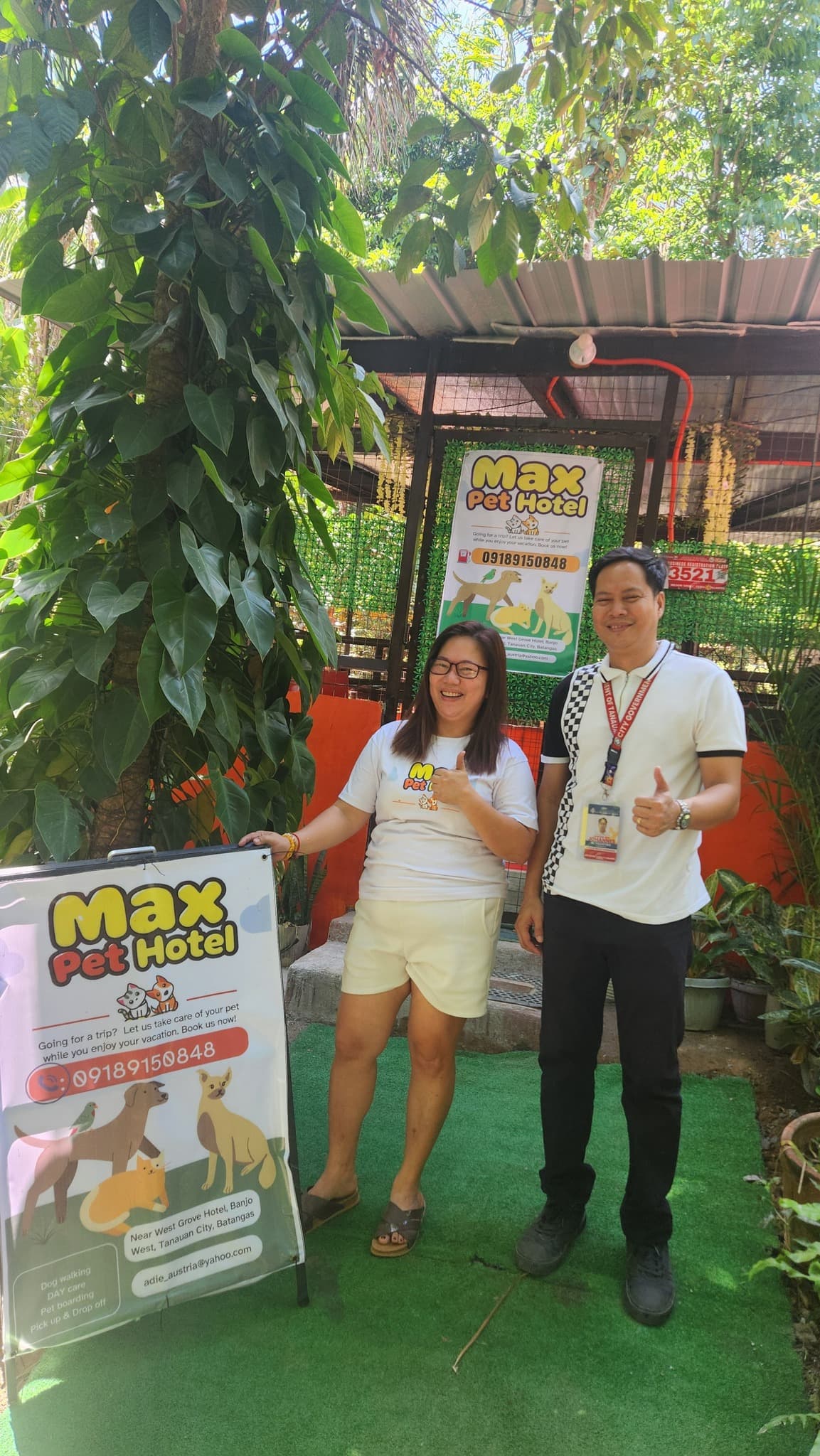 Happy pets with staff